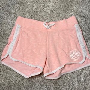 Girls pink Justice tie shorts